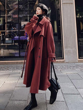 Solid Color Loose Wool Lapel Long Coat